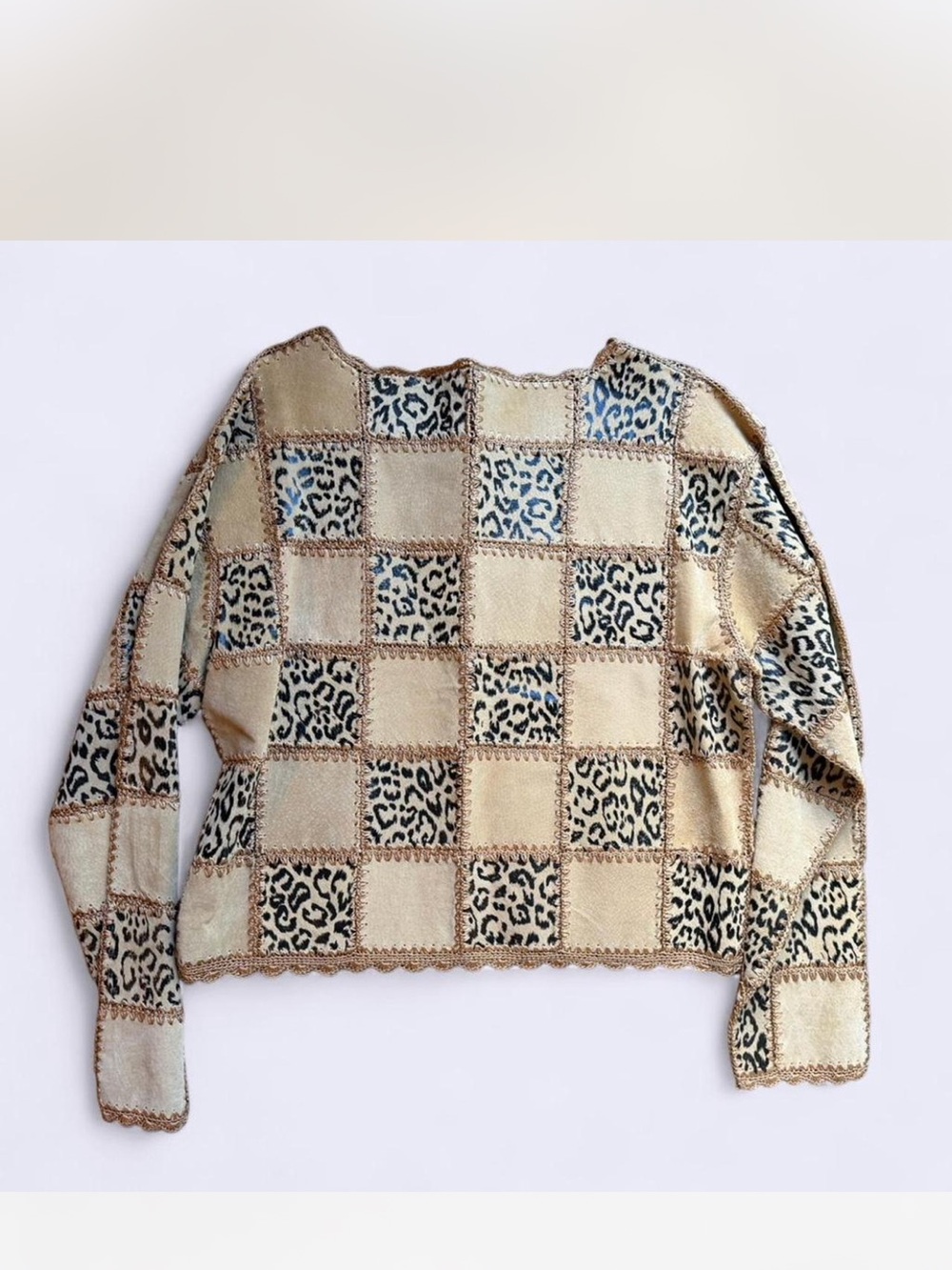 Y2K vintage cheetah leopard print leather patchwork women’s medium - Picture 7 of 7